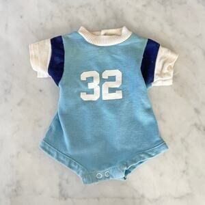 Vintage 70s Baby Knit Number 32 Short Sleeve Onesie